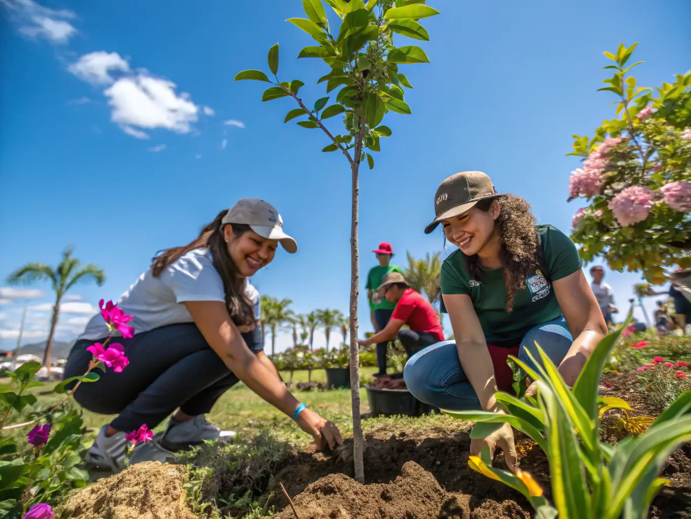 A group of club members participating in a habitat restoration project, planting trees and clearing debris to improve the local ecosystem and support wildlife conservation efforts.